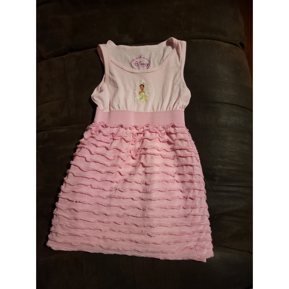 Disney princess tiana pink ruffle dress size small 6 6x